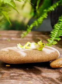 1入組ABS花園可愛青蛙設計園藝草坪裝飾品適用於花園 - 彩色 - 查看 6