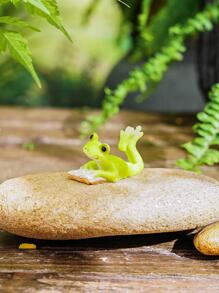 1入組ABS花園可愛青蛙設計園藝草坪裝飾品適用於花園 - 彩色 - 查看 4