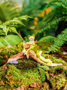 1入組ABS花園可愛青蛙設計園藝草坪裝飾品適用於花園 - 彩色 - 查看 3