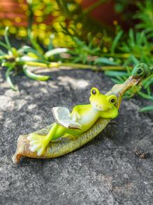 1入組ABS花園可愛青蛙設計園藝草坪裝飾品適用於花園 - 彩色 - 查看 5