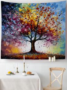 樹印花掛毯，現代織物掛毯海報壁掛臥室美學 - 彩色 - 查看 5