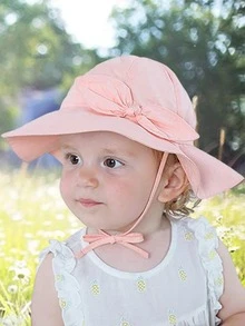 Sombrero Para El Sol Gorro de Algodón Transpirable Para Bebé Gorro de Protección Solar Infantil Elegante Gorro de Natación Para Exteriores de Ala Ancha Para Niños Pequeños Y Niñas - Rosa - Ver 2