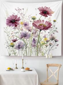 花卉印花掛毯，現代織物掛毯海報壁掛臥室美學 - 彩色 - 查看 5