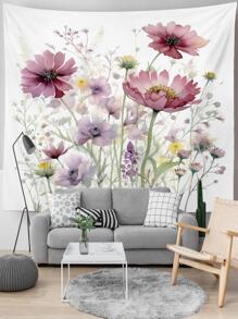 花卉印花掛毯，現代織物掛毯海報壁掛臥室美學 - 彩色 - 查看 4