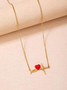 1入組水潤光澤誇張和極簡心電圖不銹鋼項鏈帶獨特 - 金黃色 - 查看 3