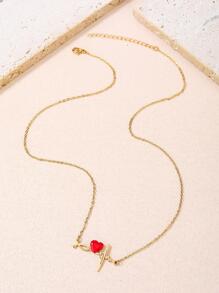 1入組水潤光澤誇張和極簡心電圖不銹鋼項鏈帶獨特 - 金黃色 - 查看 6