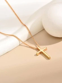 Cross Charm Necklace - Yellow Gold - View 3