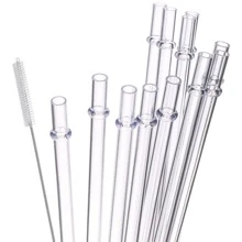 10.5 Inch Reusable Straws, PP Material, Transparent Thick Plastic, 12pcs/Set With Cleaning Brush, Christmas Gift, School Supplies - Clear - View 1