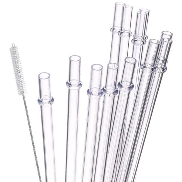 12 pezzi di cannucce riutilizzabili in plastica dura e trasparente da 26,7 cm, con spazzolino per la pulizia, regalo di Natale, forniture scolastiche