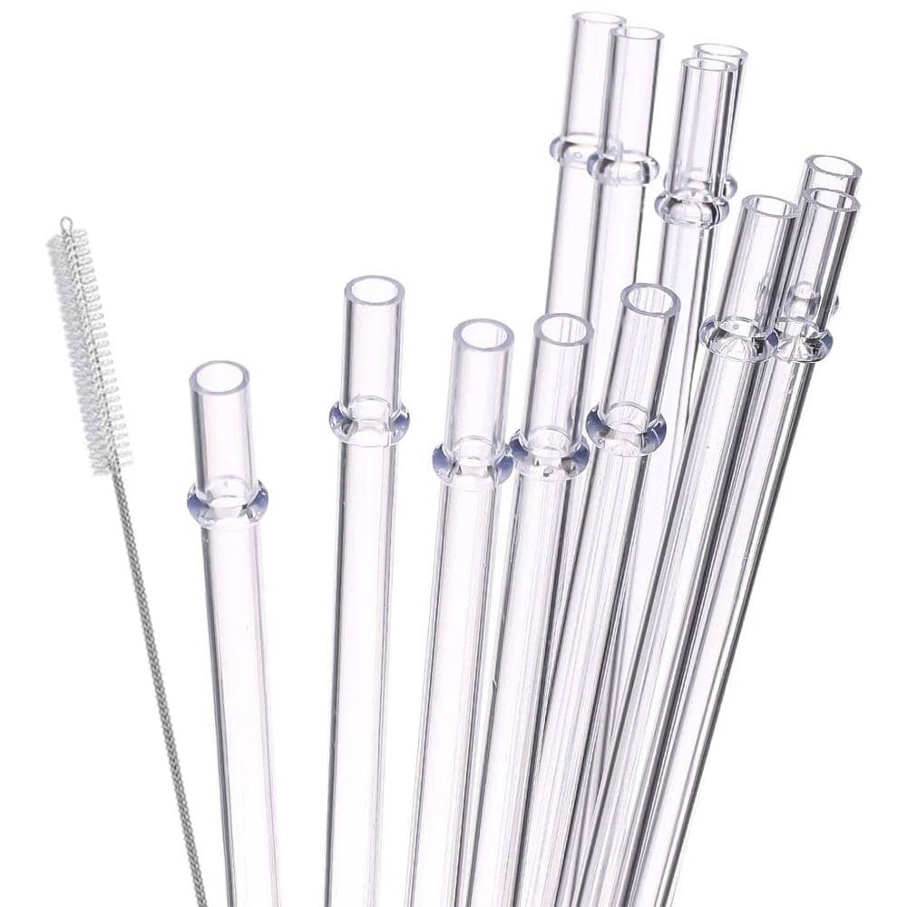 10.5 Inch Reusable Straws, PP Material, Transparent Thick Plastic, 12pcs/Set With Cleaning Brush, Christmas Gift, School Supplies - Clear - View 1