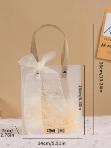 1入組PVC禮品包裝袋帶填充紙現代蝴蝶結裝飾派對禮品袋 - 香檳色 - 查看 4