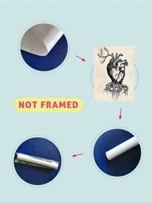 1入組心和樹圖案無框復古創意掛畫繪畫裝飾 - 黑與白 - 查看 5