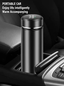 Cốc cách nhiệt bằng thép không gỉ chân không thông minh, cốc ô tô di động, màu đen - màu đen - Xem 6