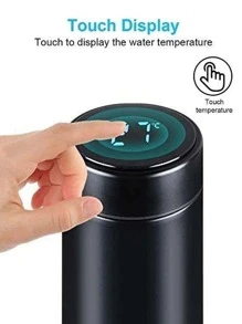 Cốc cách nhiệt bằng thép không gỉ chân không thông minh, cốc ô tô di động, màu đen - màu đen - Xem 3