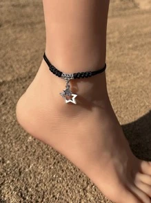 Rhinestone ngôi sao quyến rũ vòng chân - màu đen - Xem 1