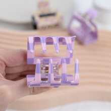 Checkered Pattern Hair Claw - Mauve Purple - View 2