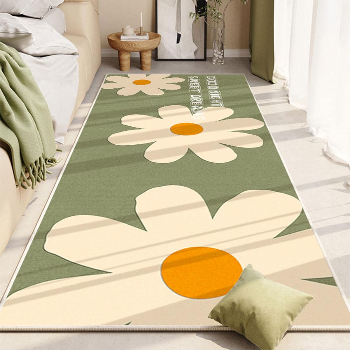 1 Tấm Thảm Họa Tiết Hoa Và Bảng Chữ Cái, Tấm Thảm Polyester Hiện Đại Cho Phòng Khách, Phòng Ngủ - Nhiều màu - Xem 1