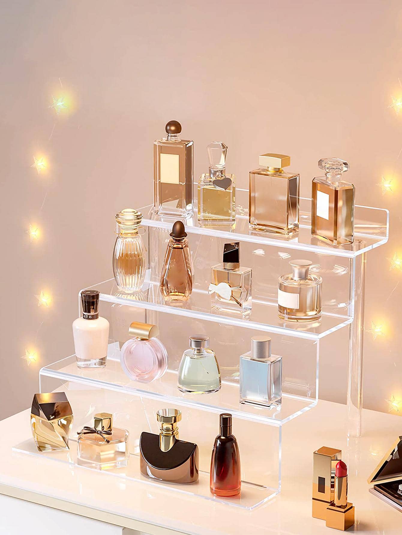 1pc Clear Cosmetic Storage Rack, Multifunction Perfume Display Rack, For Household - Clear - View 1