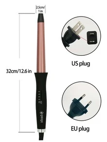 QHDJE 4件套鋁合金捲髮器帶鱷魚皮夾和手套，現代主義家用可旋轉專業捲髮器