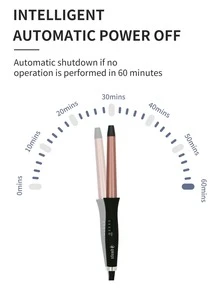 QHDJE 4件套鋁合金捲髮器帶鱷魚皮夾和手套，現代主義家用可旋轉專業捲髮器