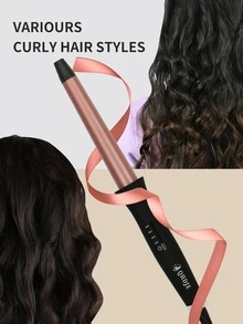 QHDJE 4件套鋁合金捲髮器帶鱷魚皮夾和手套，現代主義家用可旋轉專業捲髮器