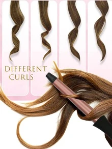 QHDJE 4件套鋁合金捲髮器帶鱷魚皮夾和手套，現代主義家用可旋轉專業捲髮器