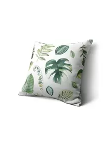 熱帶印花靠墊套，無填充物，現代布藝抱枕套，適用於沙發 - 綠色 - 查看 1