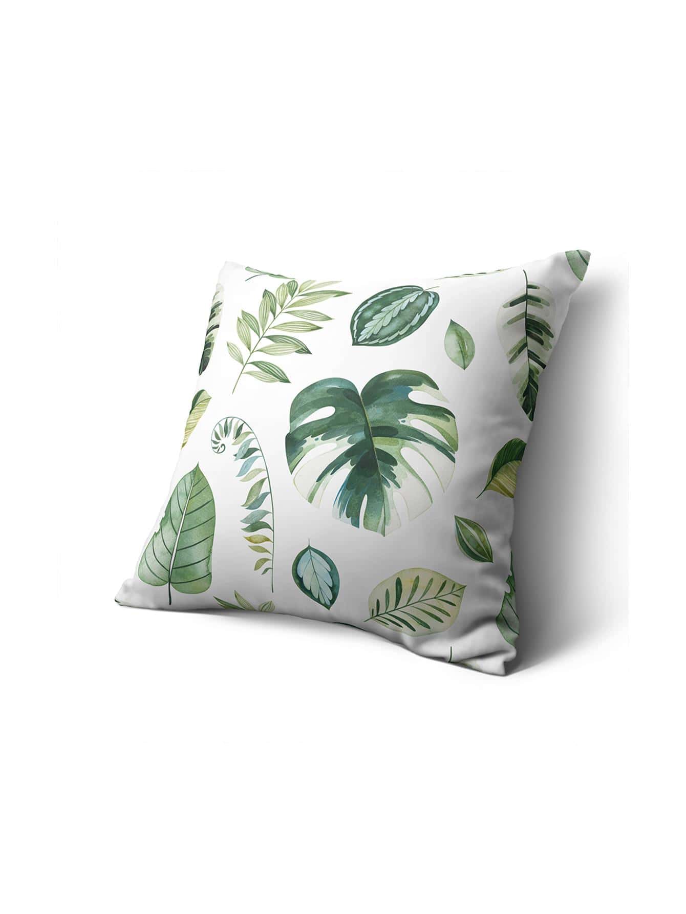 熱帶印花靠墊套，無填充物，現代布藝抱枕套，適用於沙發 - 綠色 - 查看 1