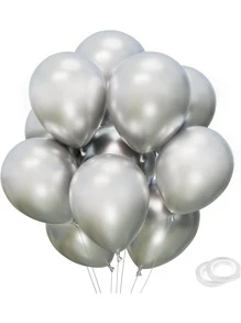 50 Bong Bóng Trang Trí Màu Trơn, Bong Bóng Cao Su Bạc 12 Inch Trang Trí Tiệc - Bạc - Xem 1