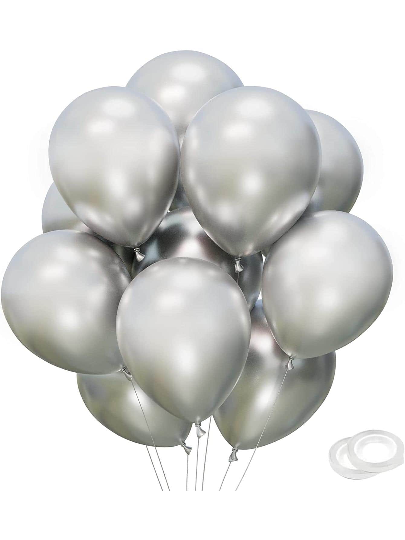 50 Bong Bóng Trang Trí Màu Trơn, Bong Bóng Cao Su Bạc 12 Inch Trang Trí Tiệc - Bạc - Xem 1