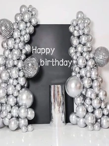 50 Bong Bóng Trang Trí Màu Trơn, Bong Bóng Cao Su Bạc 12 Inch Trang Trí Tiệc - Bạc - Xem 2