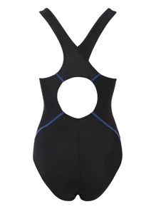 Bañador una pieza con estampado geométrico - Negro - Ver 2