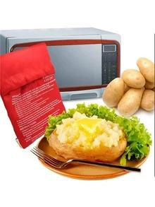 1pc Letter Graphic Microwave Heating Bag, Modern Polyester Microwave Heating Bag For Kitchen - Red - View 4