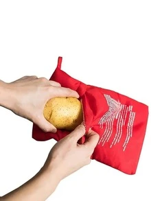 1pc Letter Graphic Microwave Heating Bag, Modern Polyester Microwave Heating Bag For Kitchen - Red - View 2