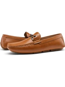 SHOESMALL Men's Loafers Casual Slip On Shoes Soft Penny Loafers for Men Lightweight Driving Boat Shoes - 棕色 - 查看 3