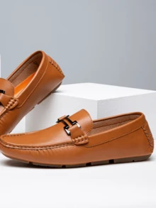 SHOESMALL Men's Loafers Casual Slip On Shoes Soft Penny Loafers for Men Lightweight Driving Boat Shoes - 棕色 - 查看 2