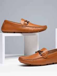 SHOESMALL Men's Loafers Casual Slip On Shoes Soft Penny Loafers for Men Lightweight Driving Boat Shoes - 棕色 - 查看 1