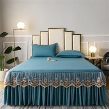 新款亲肤床裙，优雅刺绣设计，9 种颜色，5 种尺寸 - 水鴨藍 - 查看 1