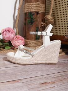 Xăng đan đế dày nữ - trắng - Xem 6