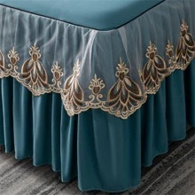 新款亲肤床裙，优雅刺绣设计，9 种颜色，5 种尺寸 - 水鴨藍 - 查看 4