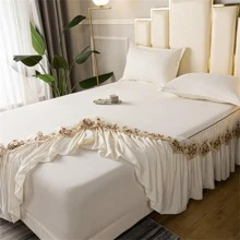 New Soft Bed Skirt, Fashion Elegant Embroidery Design, 9 Colors, 5 Sizes - Beige - View 8