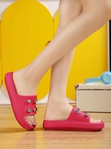 Dép đi biển mùa hè cho nữ Slide Home - Màu Hồng Tươi - Xem 2