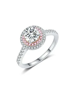 1入組魅力四射方晶鋯石裝飾戒指適合男士女士日常裝飾 - 銀色 - 查看 3