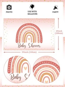 kreatwow 1 pieza de arcoíris fiesta de bienvenida al bebé Banner de fondo de arcoíris Fondo para de fiesta de ducha de bebé Banner - Multicolor - Ver 2