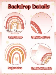 kreatwow 1 pieza de arcoíris fiesta de bienvenida al bebé Banner de fondo de arcoíris Fondo para de fiesta de ducha de bebé Banner - Multicolor - Ver 3