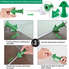 Juemel 3pcs Caulking Tools Kit, Silicone Caulking Tools With Caulk Nozzle Applicator, Sealant Nozzle, Epoxy Piston Nozzle Accessories For Kitchen, Bathroom, Window, Sink,Tools For Men - Green - View 4