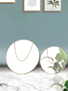 圓形掛飾鏡子 - 金色 - 查看 2