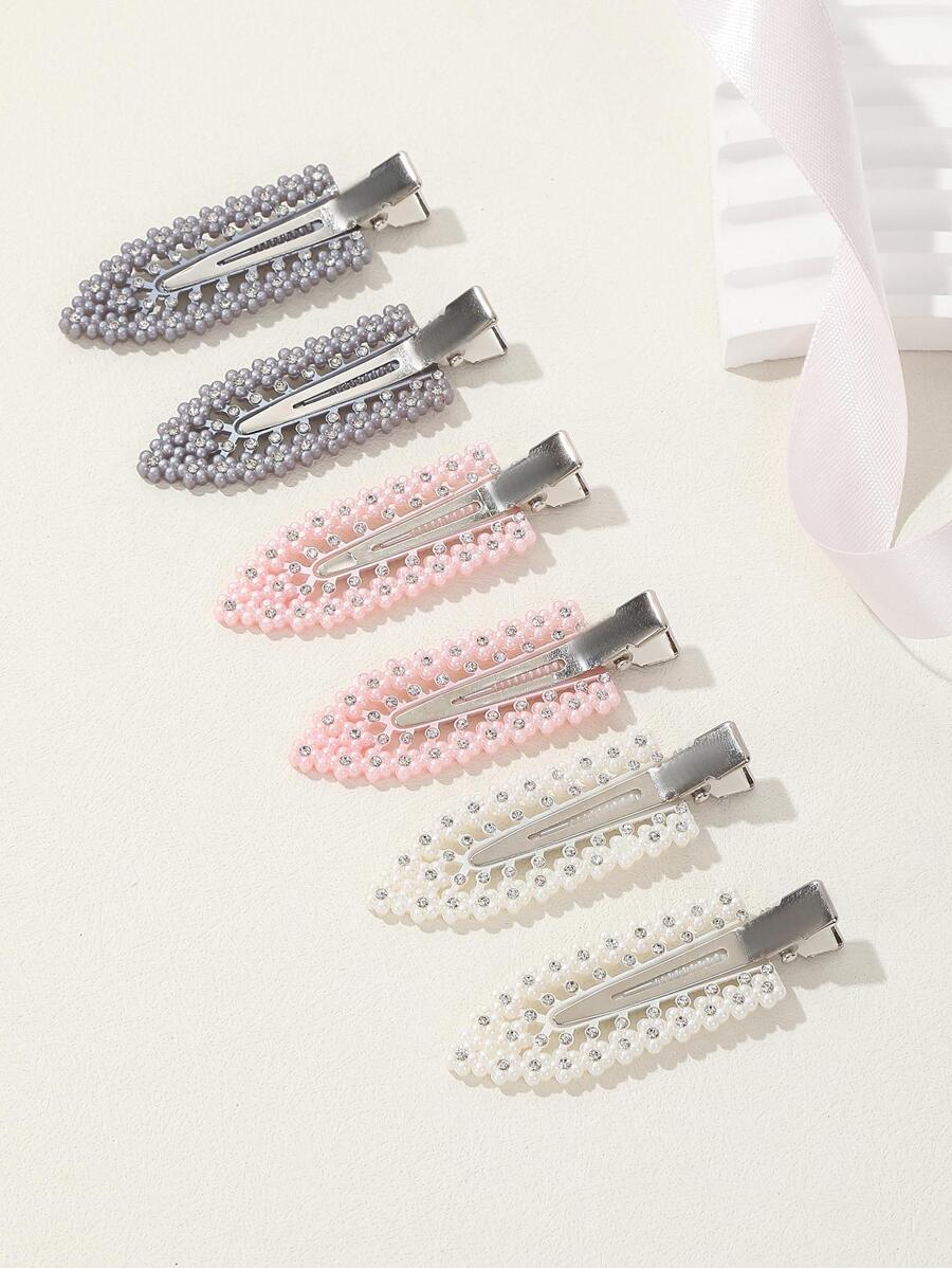 6 chiếc kẹp tóc cá sấu trang trí bằng đá rhinestone - Nhiều màu - Xem 1