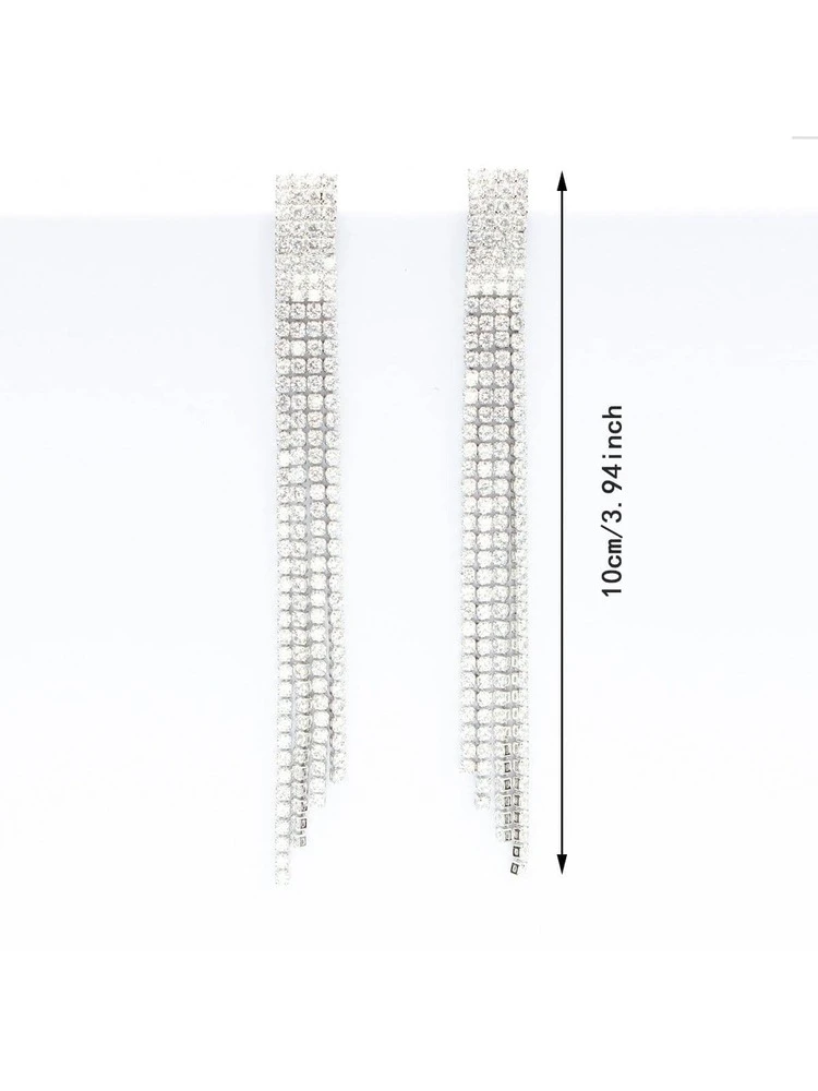 Cubic Zirconia Tassel Drop Earrings