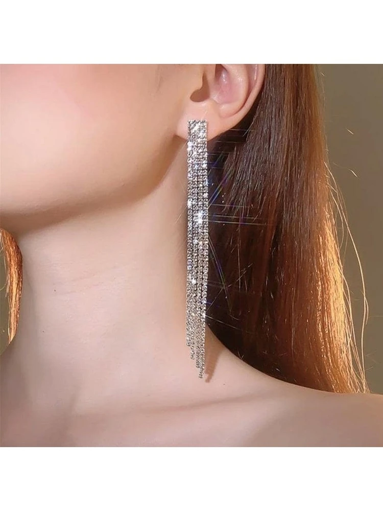Cubic Zirconia Tassel Drop Earrings